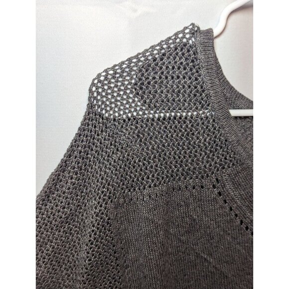 Lane Bryant Gray Sleeveless Sweater Open Knit Crochet Trim Size 14-16 - Picture 2 of 14